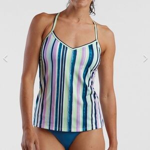 Carve Designs Stinson Tankini Top - Watercolor Stripe Small New